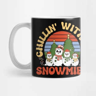 Chillin With My Snowmies Funny Snowmen Retro Christmas Gift Mug